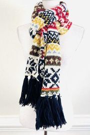 *New* Old Navy Colorful Aztec Wool Blend Boho Scarf ~ Long Fringed Warm Winter