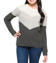 NWT Design History Gray Zip Back Crew Neck Chevron Sweater Women’s Size XL NEW