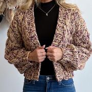 NWT Two-tone chunky knit cropped cardigan