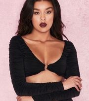 NWT House of CB Yili long sleeve black crop top size XS