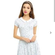 Disney Alice in Wonderland Collared Tea Time Striped Print Dress Size M