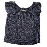 Michael Kors Shirt Womens Small Black Floral Printed Ruffle Neck Cotton Blend