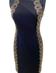 Jay Godfrey Black Gold Illusion Sleeveless Bodycon Sheath Cocktail Party Dress 2