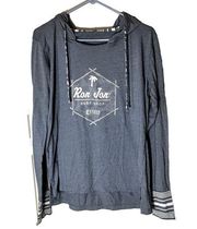 Ron Jon  Surf Shop Blue Grey Hoodie Women's Size L t-shirt lightweight