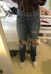 Women's Distressed Blue Jeans