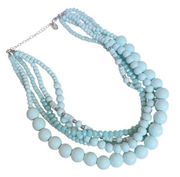 Time and Tru Light Baby Blue Multi Strand Layered Statement Necklace