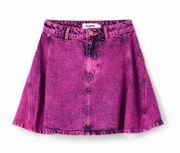 x Maitrepierre Acid Wash Skater Mini Skirt in Pink