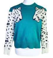 Minkpink Teal Snow Leopard Sweater