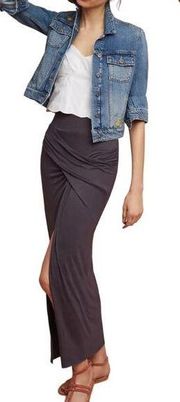 Anthropologie Bailey 44 Nolita Maxi Skirt Drapey High Leg Slit Jersey Grey XS