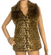 𝅺SAY What Faux Fur Leopard Print Zip Up Vest~Size S