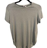 Melrose and Market Women’s Small Grey and Green Striped Short Sleeve Crew Neck