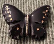 Vintage black & gold ceramic butterfly brooch/pin Great on a scarf hat lapel