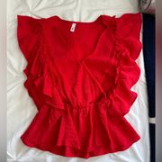 Glam Red Ruffle Top