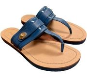 COACH Eileen Sandals Denim Blue Pebbled Leather Size 7.5 B