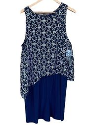 INC Navy Blue & white sleeveless dressy romper size XL NEW