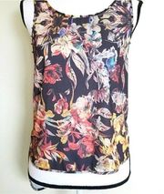 Ladakh Sheer Artsy Boho Sleeveless Blouse Iridescent Flowers & Studs Size 2