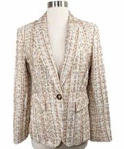 Veronica Beard Cutaway Dickey Jacket in Ivory Tweed