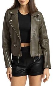 BLANK NYC Secret Meadow Faux Leather Cropped Moto Jacket Size Medium NWT