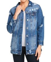 Hot & Delicious distress oversized denim jacket size small