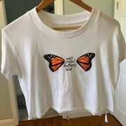 cropped anti social butterfly white tee
