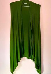 Zenana Longline Vest Green Soft Jersey Knit Open Front Lightweight Cardigan 2X