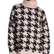 NEW Vince Camuto PM Cozy Houndstooth Turtleneck Sweater Pullover $109