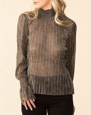 L'AGENCE PAOLA LONG SLEEVE TURTLENECK BLOUSE - GOLD METALLIC top