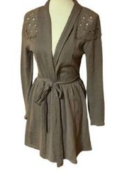 3 for 20 $ bundle Mocha boho lace fitted belted cardi