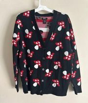 Thorn & Fable Mushroom Print Cardigan Sweater size L