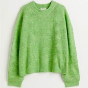 Green oversized crew neck long sleeve sweater -  H&M - Medium