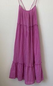 Veronica Beard Pink Tiered Midi Cotton Dress Size: XS