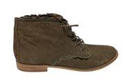 Gianna Bini Olive Green Lace Trim Ankle Boots Booties Size 10 M Leather