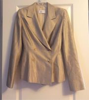 Beige Metallic Embroidered Blazer Brocade