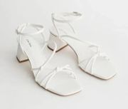 & OTHER STORIES STRAPPY LEATHER HEELED SANDALS White square toe