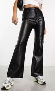 Le Lis Collection Faux Leather Pull On High Waisted Bootcut Flare Pants Black M