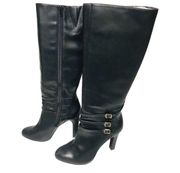 INC BROOKEY BLACK KNEE HIGH HEELED BOOTS WOMENS SIZE 8 RETAIL $149 ZIP CLOSURE