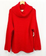 NWT Anthropologie Maeve Oversized Chunky Knit Cowl Neck Sweater in Red