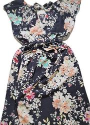 Womens Dress Flower Gray Pink White Peach Small Floral NEW