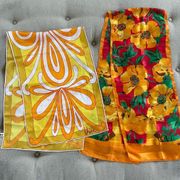 2 Vintage Scarves 70s 80s Vera Neumann Bill Blass   Long