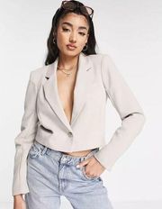 Abercrombie & Fitch Cropped Suited Blazer in Cream Size M