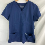 Greys Anatomy Navy Blue Short Sleeve Scrub Top Size Medium