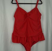 Red Ruffle One Piece Swimsuit