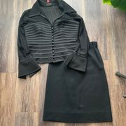 60s VINTAGE black skirt & cardigan suit by