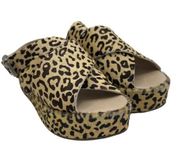 Society Amuse x Matisse Runaway Leopard Platform Strappy Sandals Calf Hair 10