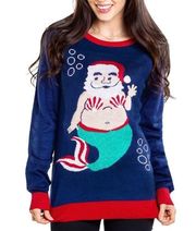 Tipsy Elves Mermanta - Mermaid Santa Ugly Christmas Sweater Size: Small