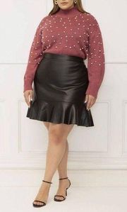 NWT Ashley Elements Faux Leather Skirt With Flounce Sz 24 3x Style k36358k plus