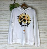 NWT Jerry Leigh White Hipster Sunflower Frida Kahlo Hoodie