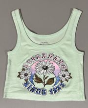 Billabong ‘Since 1973’ Daisy Flower Hippie Graphic Tank Crop Top Tee T-Shirt Size XS 🌼✨