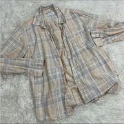 REI cooperative peach plaid button down L