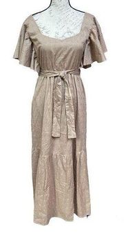 Sim & SAM NWT beige 100% cotton maxi dress with belt Sz M